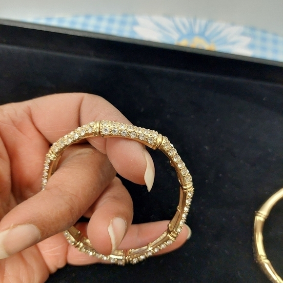 Vintage* NRO Pavé Clear Rhinestone Bracelet with 2nd Gold-tone Bracelet - Picture 3 of 12